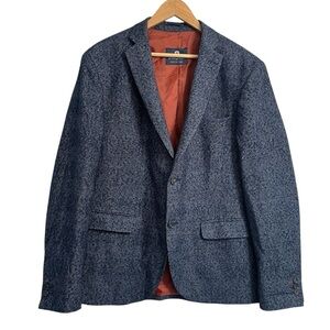 Steel & Jelly Textured Check Blazer Jacket Size 42 Navy Blue